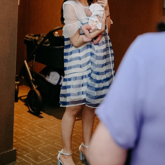 STAUD Women's Florence Dress blue and white stripe - Picture 4 of 4